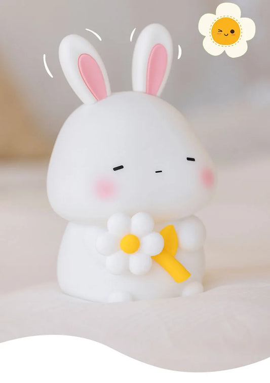 Cute Rabbit Silicone LED Night Light For Kids Children USB Rechargeable Cartoon Animal Bedroom Touch Night Lamp Dropshipping