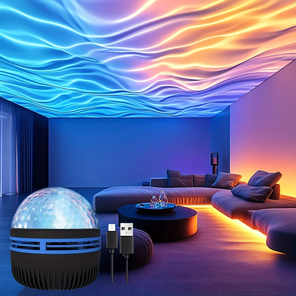 Water Ripples Lights Night Light LED Porjection Lamp USB Plug-in Use Remote Control Projection LED Night Lamp Home Bedroom Decor
