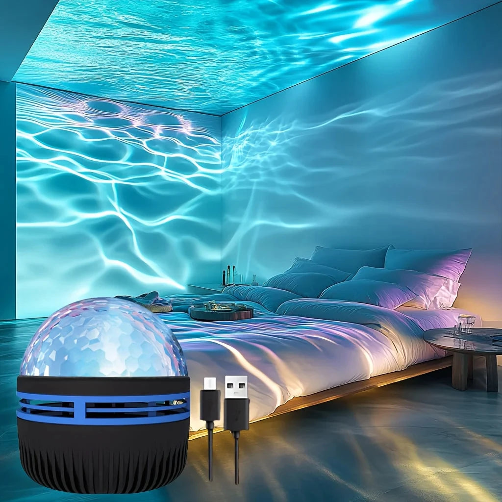 Water Ripples Lights Night Light LED Porjection Lamp USB Plug-in Use Remote Control Projection LED Night Lamp Home Bedroom Decor